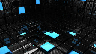 Blue squares black wall blue - a black wall free wallpaper