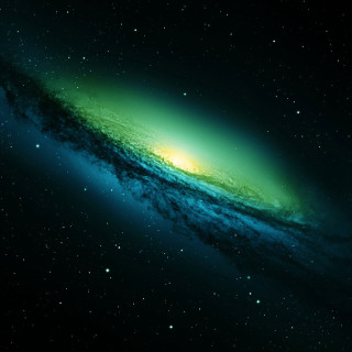 Large green blue object stars - free space wallpaper for tablet