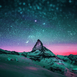 Mountain pink sky stars purple - sky free wallpaper for tablet