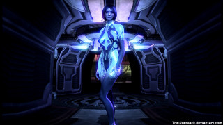 Woman futuristic space blue light - her body free wallpaper for desktop
