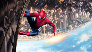 Spider man flying city sky - the air over a city free wallpaper