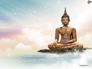 Buddha statue island ocean sky - a buddha statue free wallpaper