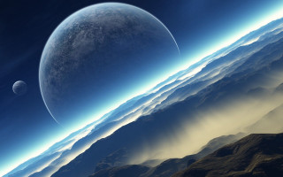 Distant planet space view mountains - a distant planet free wallpaper