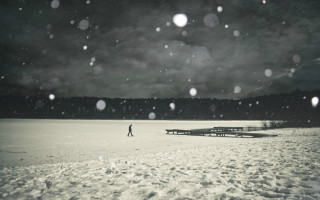 Person snow boat dock forest - chris friel free wallpaper