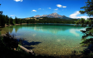 Lake trees mountains blue sky 5 - bob thompson free wallpaper