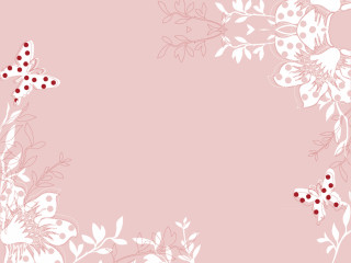 Pink background white flowers ladybugs - a red dot free wallpaper
