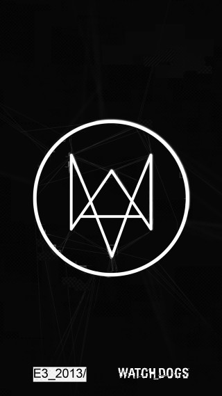 Watch dogs logo black white - cyberpunk art free wallpaper for mobile