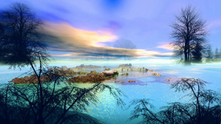 Lake trees sky clouds blue - tree and a sky background free wallpaper