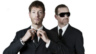 Men suits sunglasses posing picture - two man free wallpaper