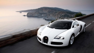 White bugatti ocean cliff road - luxury free wallpaper for desktop