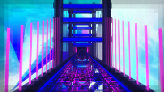 Train track tower sky clouds - c4d free wallpaper