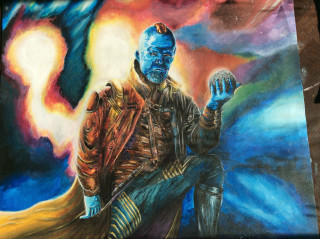 Man chair holding ball blue - nebula free wallpaper