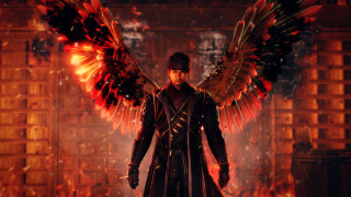 Man wings room fire flames - the background and a building free wallpaper