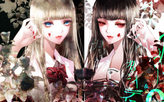 Anime girls blue eyes floral - a floral background free wallpaper