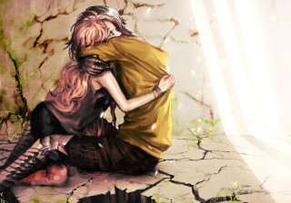 Woman hugging man anime plant - cyril rolando free wallpaper