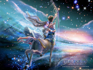 Man horse sky stars woman - zenith view free wallpaper