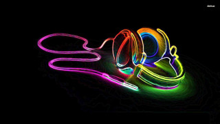 Neon colored object black background - a neon free wallpaper