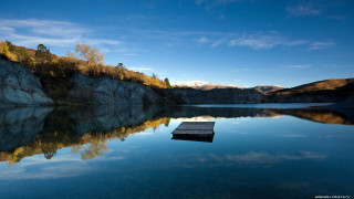 Small dock lake mountains blue - the middle of a lake free wallpaper for desktop