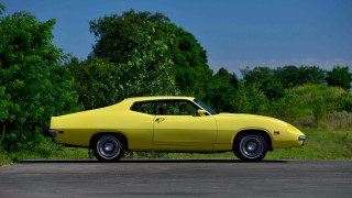 Yellow car parked road trees - a yellow car free wallpaper
