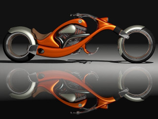Futuristic motorcycle reflection black background - reflective free wallpaper