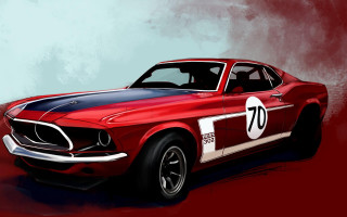 Red mustang number seventy white - a red mustang mustang free wallpaper