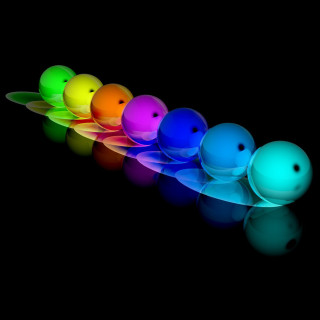 Bowling balls lit dark reflection - free 3d render wallpaper for tablet