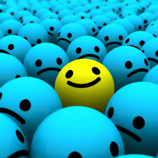 Yellow smiley blue balls black 3 - blue ball free wallpaper