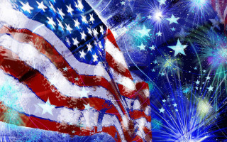 Patriotic flag fireworks stars sky - white star free wallpaper