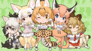 Anime girls cats back group 2 - their back free wallpaper for desktop