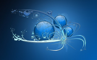 Blue background bubbles swirly design - bubble free wallpaper