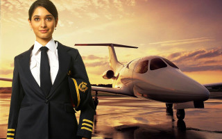 Woman suit plane runway sunset - a runway free wallpaper