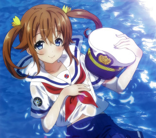 Girl sailor outfit water holding - the water free wallpaper for tablet