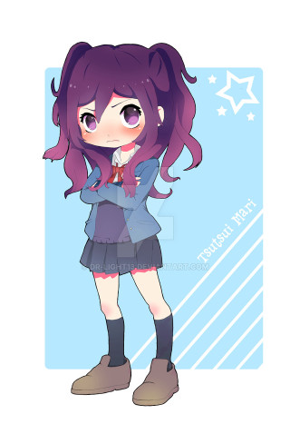 Purple hair girl starry background - artist free wallpaper for mobile