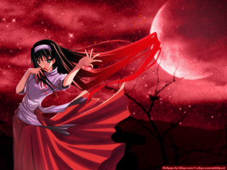 Girl red dress flying arms - a full moon free wallpaper