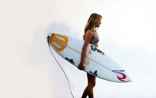 Woman bikini surfboard beach rope - kai carpenter free wallpaper