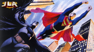 Flying man batman superman city - western free wallpaper