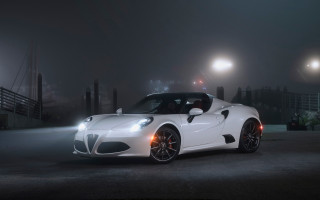 White sports car night parking 7 - the building free wallpaper