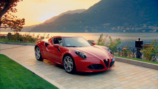 Red sports car driveway lake - a driveway next free wallpaper