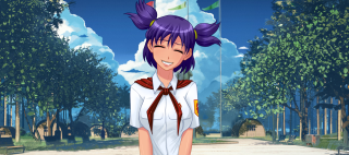 Purple hair girl cartoon portrait - maya free wallpaper for desktop