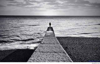 Person pier ocean black and - a pier free wallpaper