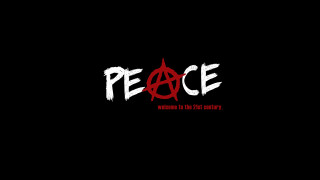 Black background red peace sign 2 - white ink free wallpaper