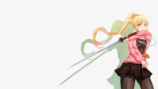 Girl sword pink shirt back - her back free wallpaper for desktop