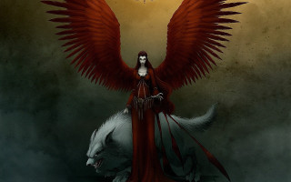 Red wings woman white wolf - a red tail free wallpaper