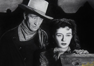 Man woman wooden box hat - american scene painting free wallpaper