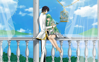 Anime couple balcony bird cage - a balcony next free wallpaper