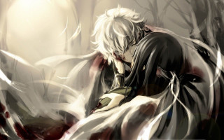 Man white hair sword hand 2 - a forest free wallpaper for desktop