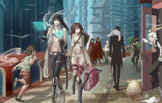 Group people walking street building - final fantasy free wallpaper for desktop