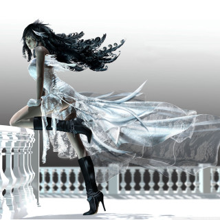 Woman white dress high heels - anne stokes free wallpaper for tablet