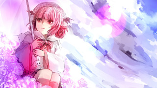 Girl pink hair umbrella pink - an umbrella free wallpaper