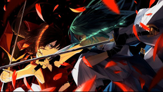Anime characters swords red feathers - sword free wallpaper
